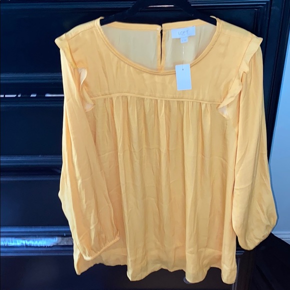 LOFT Tops - Yellow long sleeve ruffled blouse